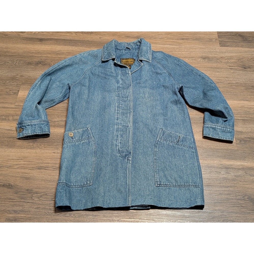 Eddie Bauer Vintage 90s Denim Chore Coat Barn Jacket Blue Cotton Large L/G